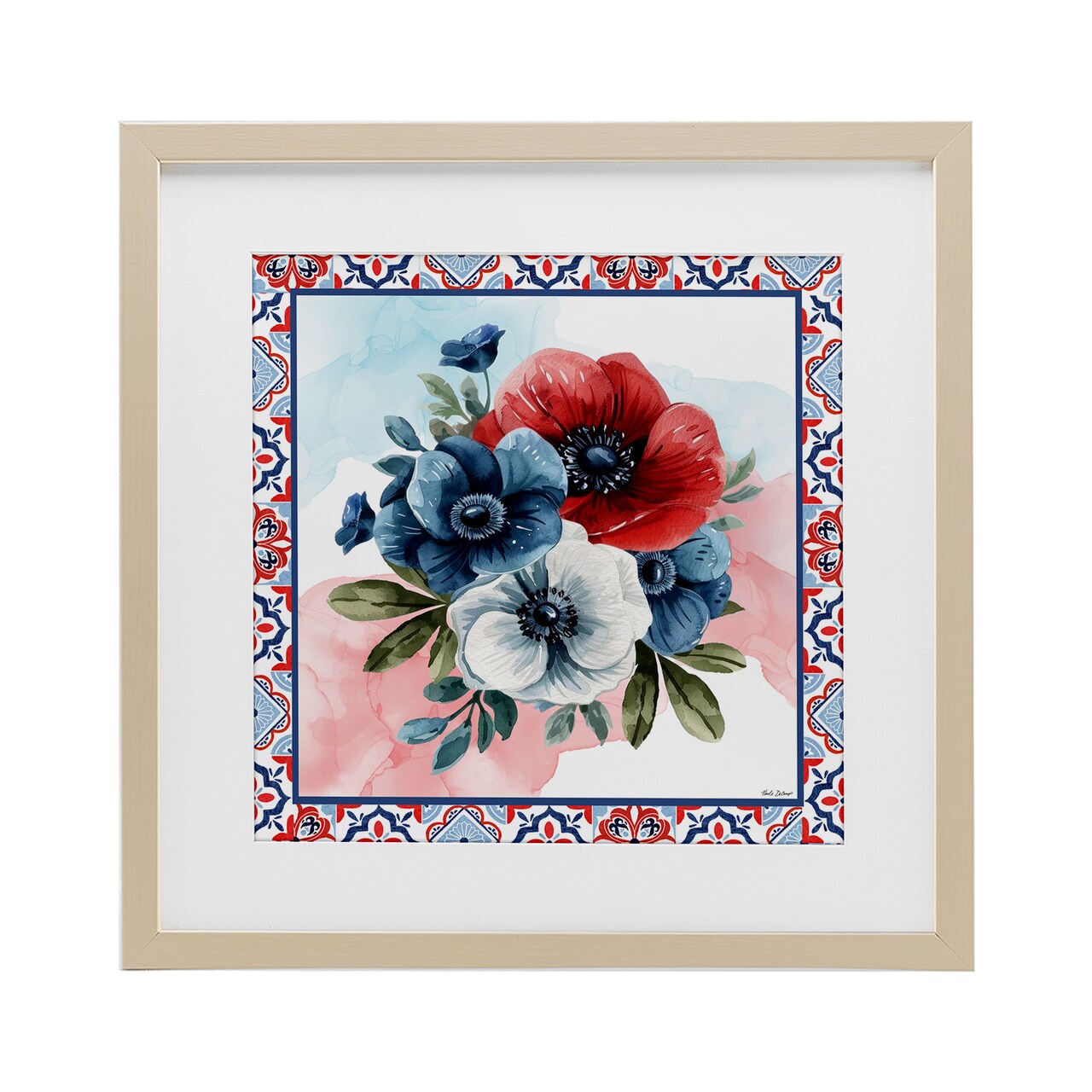 Stupell Industries Patriotic Poppies Bundle Framed Print Under Glass, design by Nicole DeCamp